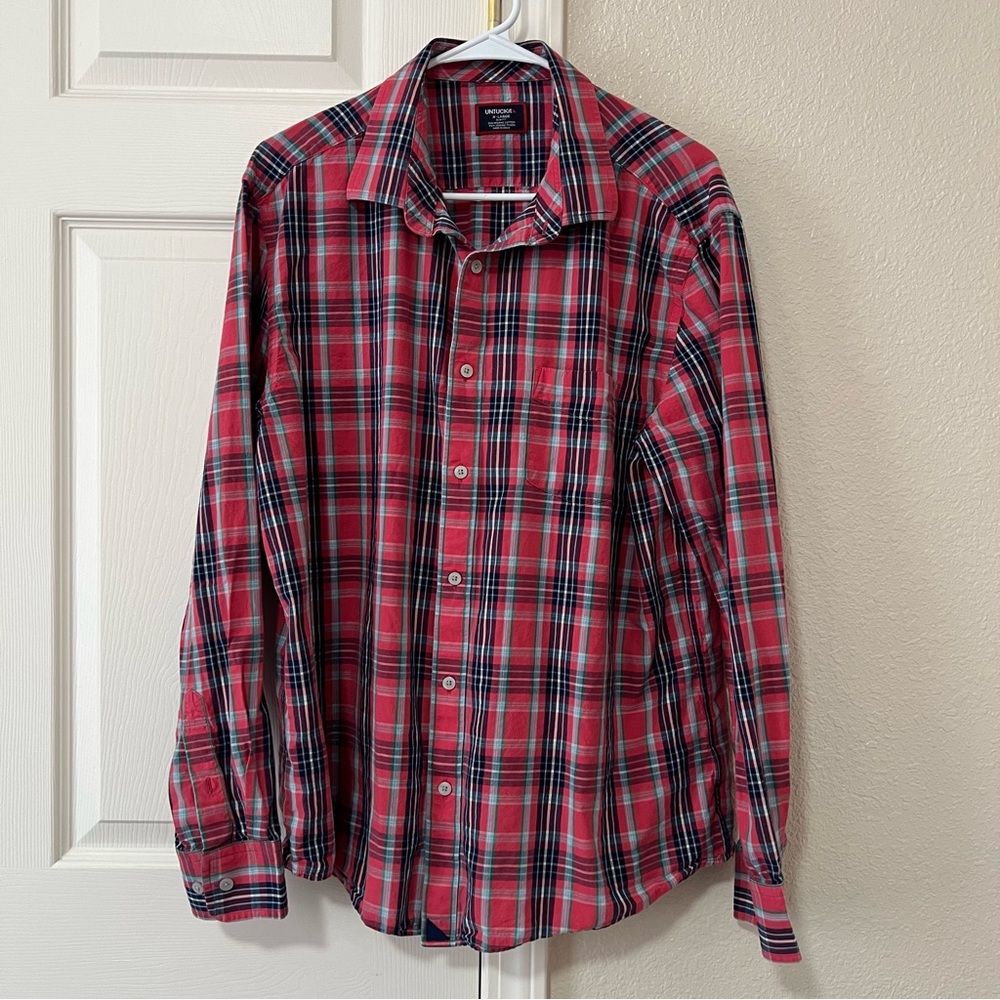 EUC UNTUCKit Organic Cotton & Lenzing Tencel Blend Plaid Button Down - XL
